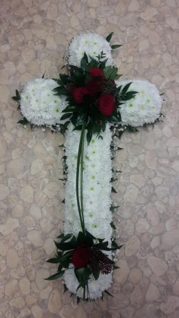 Red and White Funeral Cross