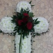 Red and White Funeral Cross